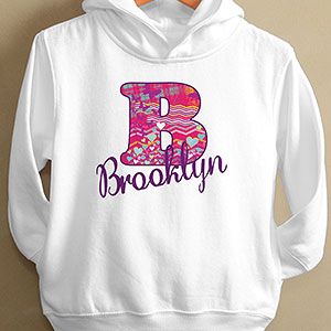 Personalized Toddlers Hoodie for Girls   Her Name & Initial