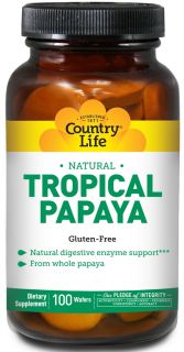 Country Life   Natural Tropical Papaya 25 mg.   200 Chewable Wafers