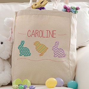 Personalized Easter Tote Bag   Hop Hop Bunnies