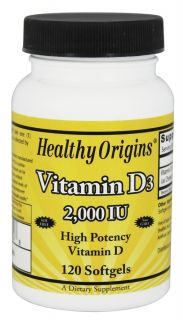 Healthy Origins   Vitamin D3 2000 IU   120 Softgels
