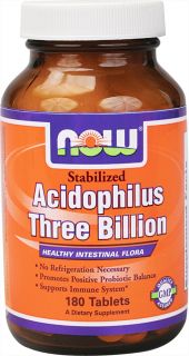 NOW Foods   Acidophilus 3 Billion Stabilized   180 Tablets