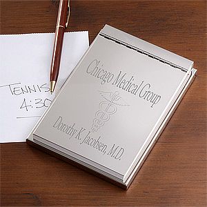 Engraved Silver Notepad for Doctors