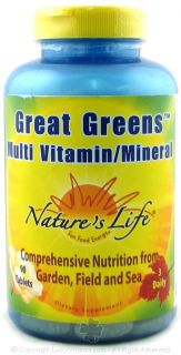 Natures Life   Great Greens Multi   90 Tablets Formerly Vitamin/Mineral