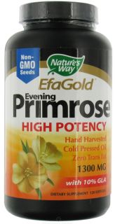 Natures Way   Evening Primrose Oil High Potency EFA Gold with 10% GLA 1300 mg.   120 Softgels
