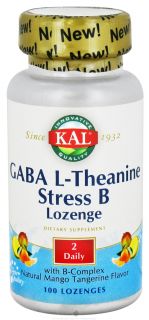 Kal   GABA L Theanine Stress B Lozenge with B Complex Natural Mango Tangerine Flavor   100 Lozenges