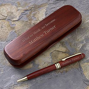 Personalized Rosewood Pen Set   Choose Your Quote