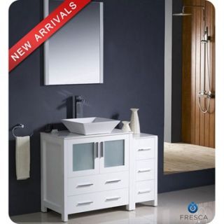 Fresca Torino 42 White Modern Bathroom Vanity with Side Cabinet & Vessel Sink