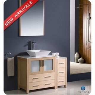 Fresca Torino 42 Light Oak Modern Bathroom Vanity with Side Cabinet & Vessel Si