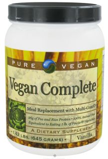 Pure Vegan   Vegan Complete Meal replacement with Multi GuarD Vanilla   1.42 lbs.