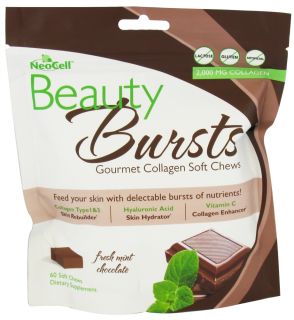 Neocell Laboratories   Beauty Bursts Gourmet Collagen Fresh Mint Chocolate   60 Soft Chews