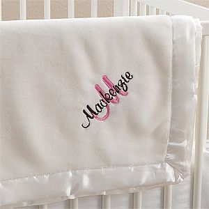 Personalized Girls Baby Blankets   All About Me   Ivory
