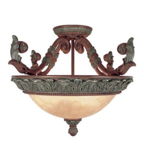 Monarch 3 Light Semi Flush Mounts in Crackled Bronze With Vintage Stone Accents 8330 17