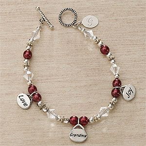 Personalized Charm Bracelet   Love, Grandma, Joy