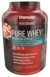 Champion Performance   Pure Whey Protein Stack Strawberry Sundae   4.8 lbs.