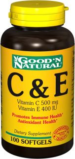 Good N Natural   C & E Vitamin C 500 Mg/Vitamin E 400 IU   100 Softgels