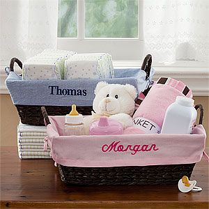 Personalized Wicker Baskets for Baby Girls