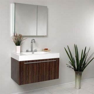 Fresca Vista Walnut Modern Bathroom Vanity with Medicine Cabinet