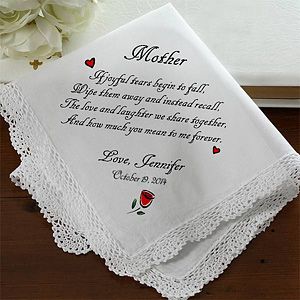Personalized Wedding Handkerchief   Tears of Joy Mother Design