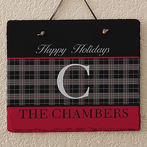 Personalized Christmas Wall Plaque   Northwoods Plaid
