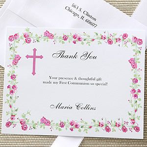 Girls Floral Blessing Custom Printed Thank You Notes