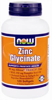 NOW Foods   Zinc Glycinate   120 Softgels