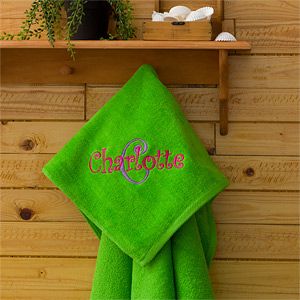 Kids Personalized Beach Towels   Green   All About Me