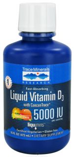 Trace Minerals Research   Liquid Vitamin D3 with ConcenTrace Tropical Cherry 5000 IU   16 oz.