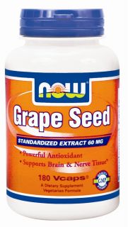 NOW Foods   Grape Seed Antioxidant Standardized Extract 60 mg.   180 Vegetarian Capsules