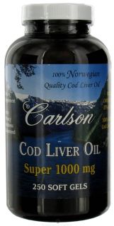 Carlson Labs   Norwegian Cod Liver Oil Super 1000 mg.   250 Softgels