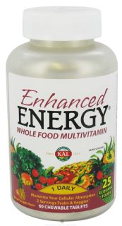 Kal   Enhanced Energy Whole Food Multivitamin Mango Pineapple Flavor   60 Chewable Tablets