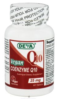 Deva Nutrition   Vegan Coenzyme Q10 Sublingual 25 mg.   60 Tablets