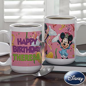 Large Personalized Disney Birthday Coffee Mugs   Mickey Mouse & Minnie Mouse