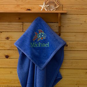 Personalized Blue Beach Towels   Beach Fun