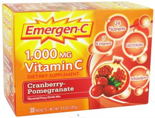 Alacer   Emergen C Vitamin C Energy Booster Cranberry Pomegranate 1000 mg.   30 Packet(s)