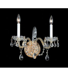 Traditional Crystal 2 Light Wall Sconces in Polished Brass 1102 PB CL S