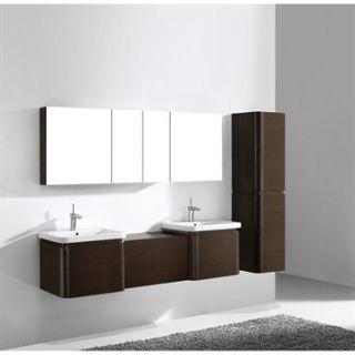 Madeli Euro 72 Double Bathroom Vanity with Integrated Basins   Walnut