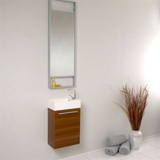 Fresca Pulito Small Teak Modern Bathroom Vanity with Tall Mirror