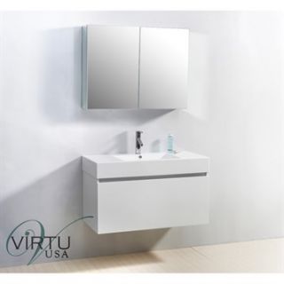 Virtu USA 39 Zuri Single Sink Bathroom Vanity with Polymarble Countertop   Glos