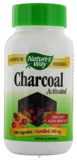 Natures Way   Charcoal Activated Certified 280 mg.   100 Capsules