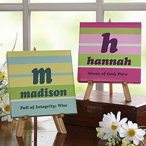 Name Meaning Personalized Canvas Gift   Crazy for Stripes