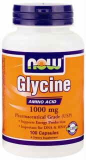 NOW Foods   Glycine Pharmaceutical Grade Amino Acid 1000 mg.   100 Capsules