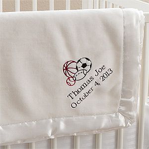 Personalized Boys Baby Blankets   Baby Love   Ivory