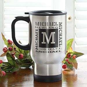 Personalized Travel Mug   Stainless Steel Mug Name Design