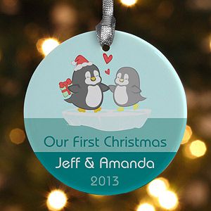 Personalized Christmas Ornaments   Penguin Couple