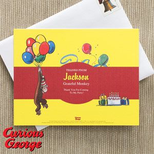 Curious George Personalized Thank You Cards