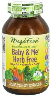 MegaFood   Baby & Me Herb Free Multivitamin   120 Tablets