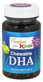 Carlson Labs   Kids Chewable DHA Bubble Gum   120 Softgels