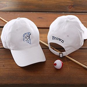 Fisherman Personalized Fishing Hat   White