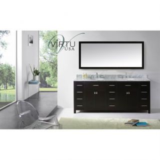 Virtu USA 78 Caroline Parkway Double Bathroom Vanity Set with Italian Carrara W