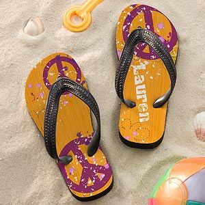 Personalized Flip Flops for Girls   Peace Sign